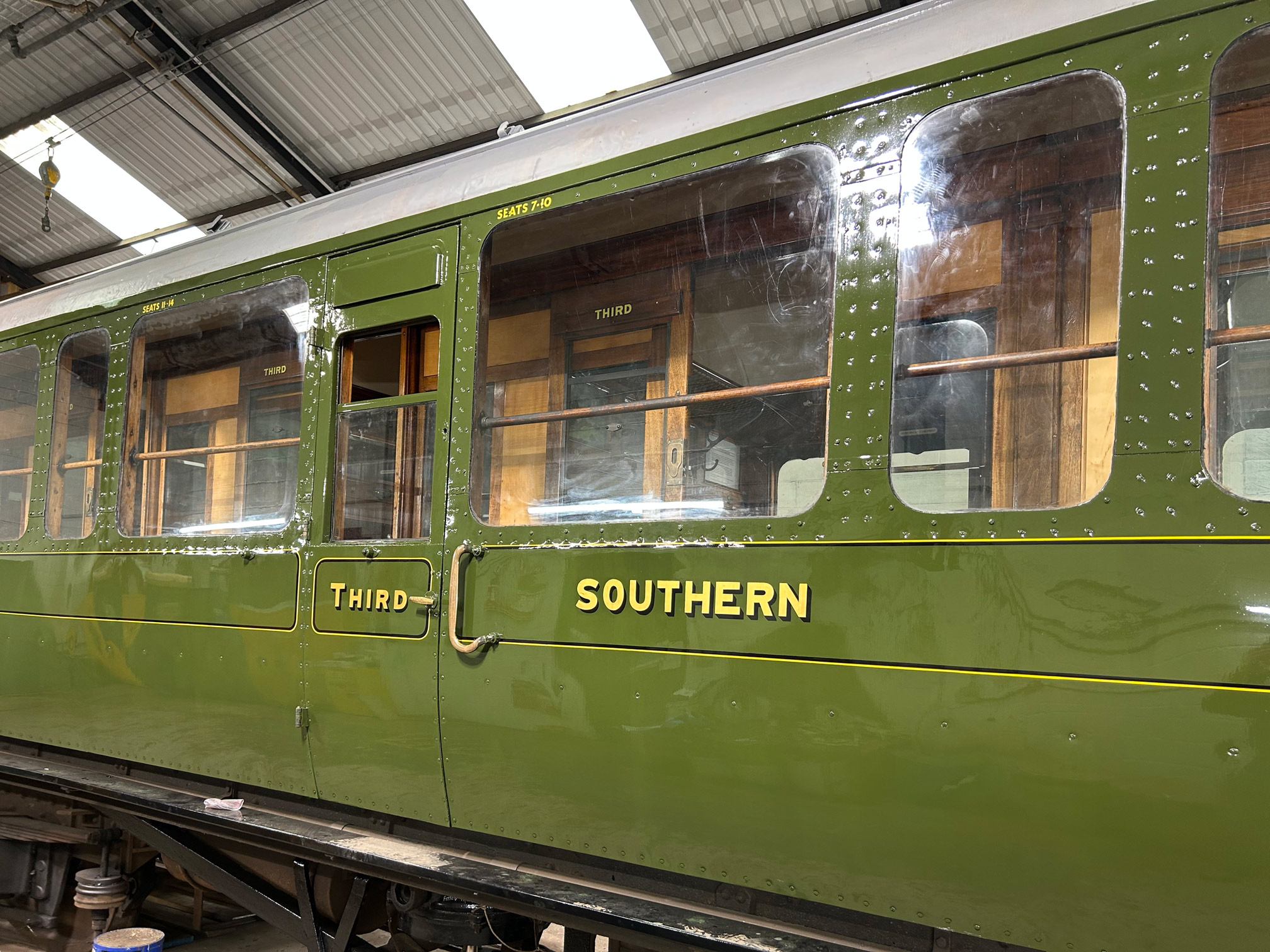 6686 in paint shop showing the repainted repaired section (Richard Salmon, 17 May 2025)