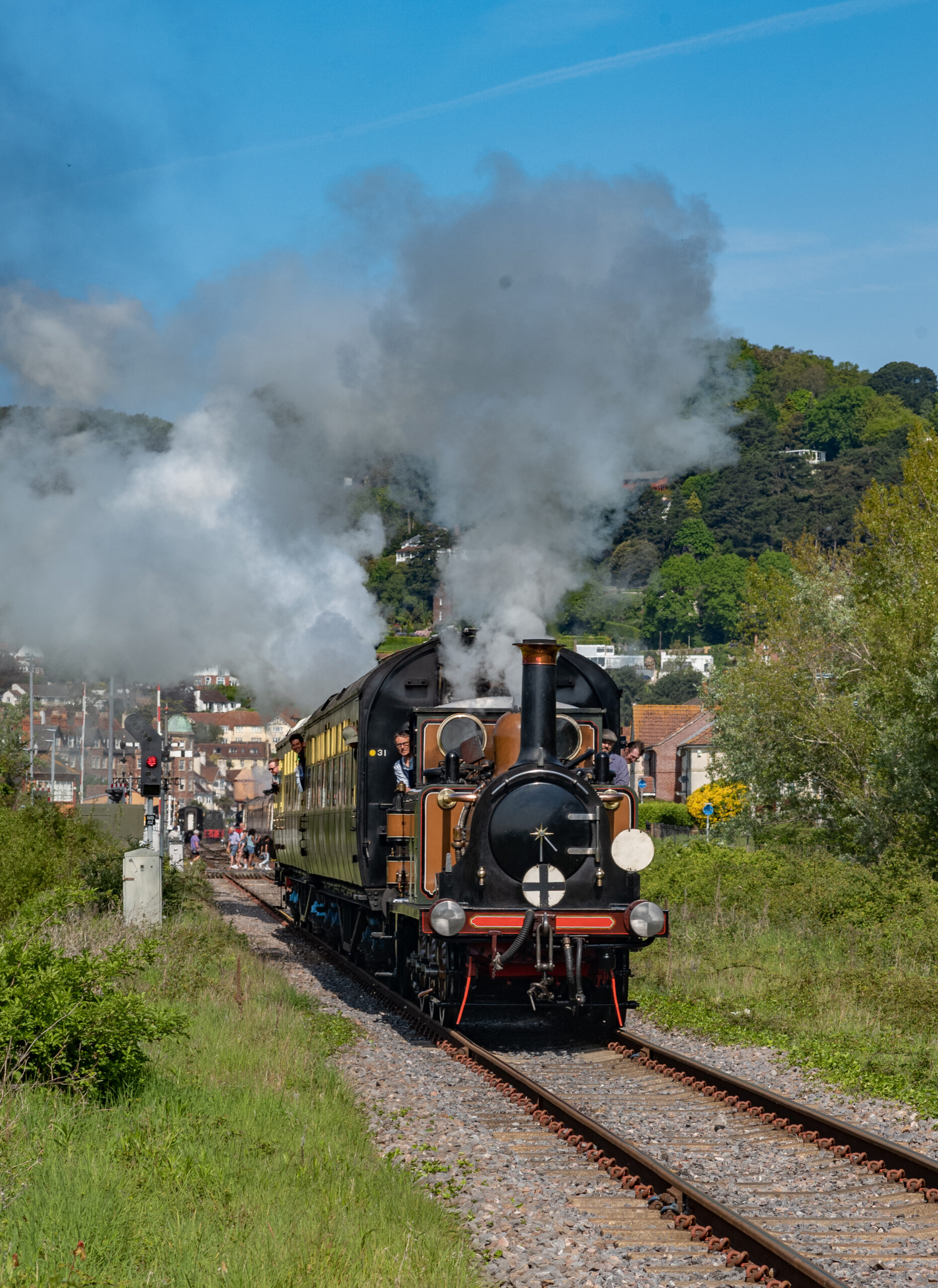 72 on the rear leaves Minehead, on the 10.37 to Blue Anchor on 3.5.25 (Nick-Gilliam)