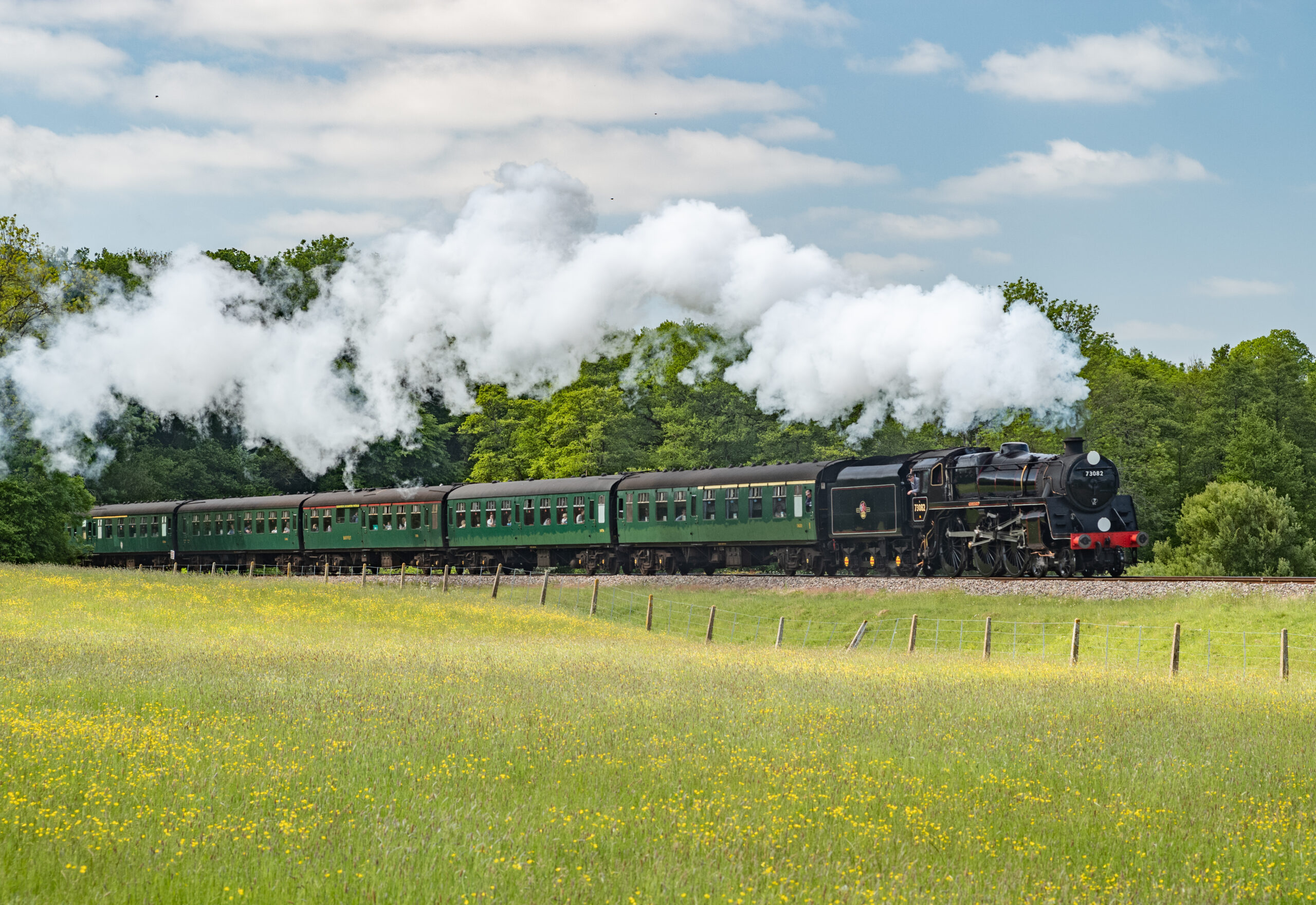 73082 climbs towards Horsted Keynes with the 10.30 from Sheffield Park (Nick Gilliam 17 May 2025)