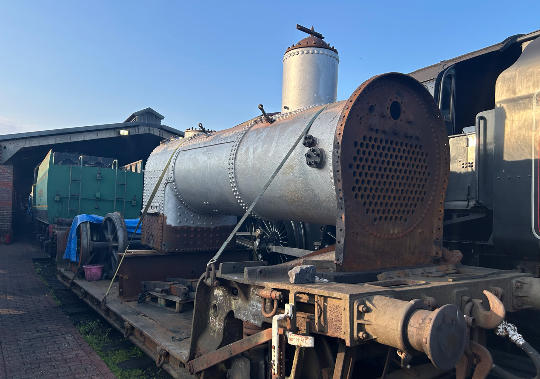 Normandy's boiler on a trolley in the yard (Richard Salmon, 27 April 2025)