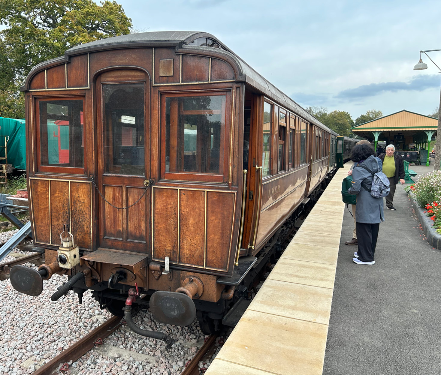 Great Northern Railway Directors Saloon stands in Platform 1 at Horsted Keynes on the first occasion the rebuilt platform had been used for passenger services since 1914