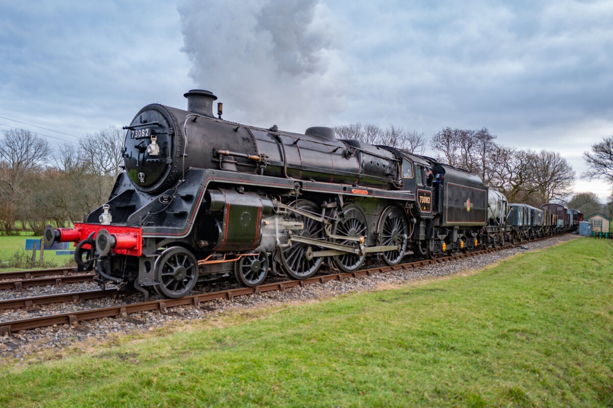 73082 'Camelot' approaches Kingscote with the 2.05 goods from Sheffield Park on 1 January 2026 (Nick Gilliam)