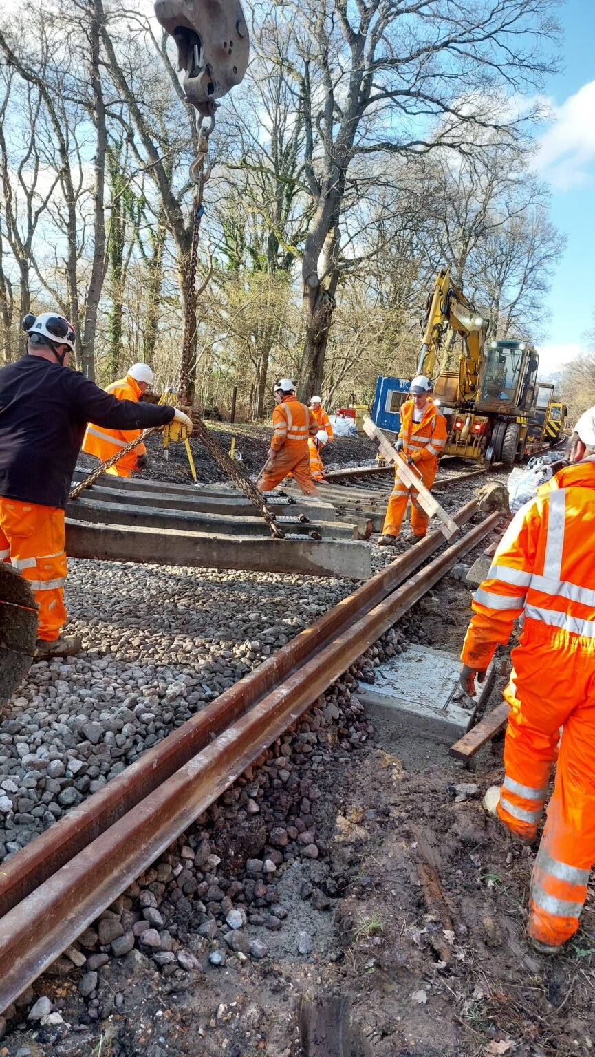 Sleepers being laid